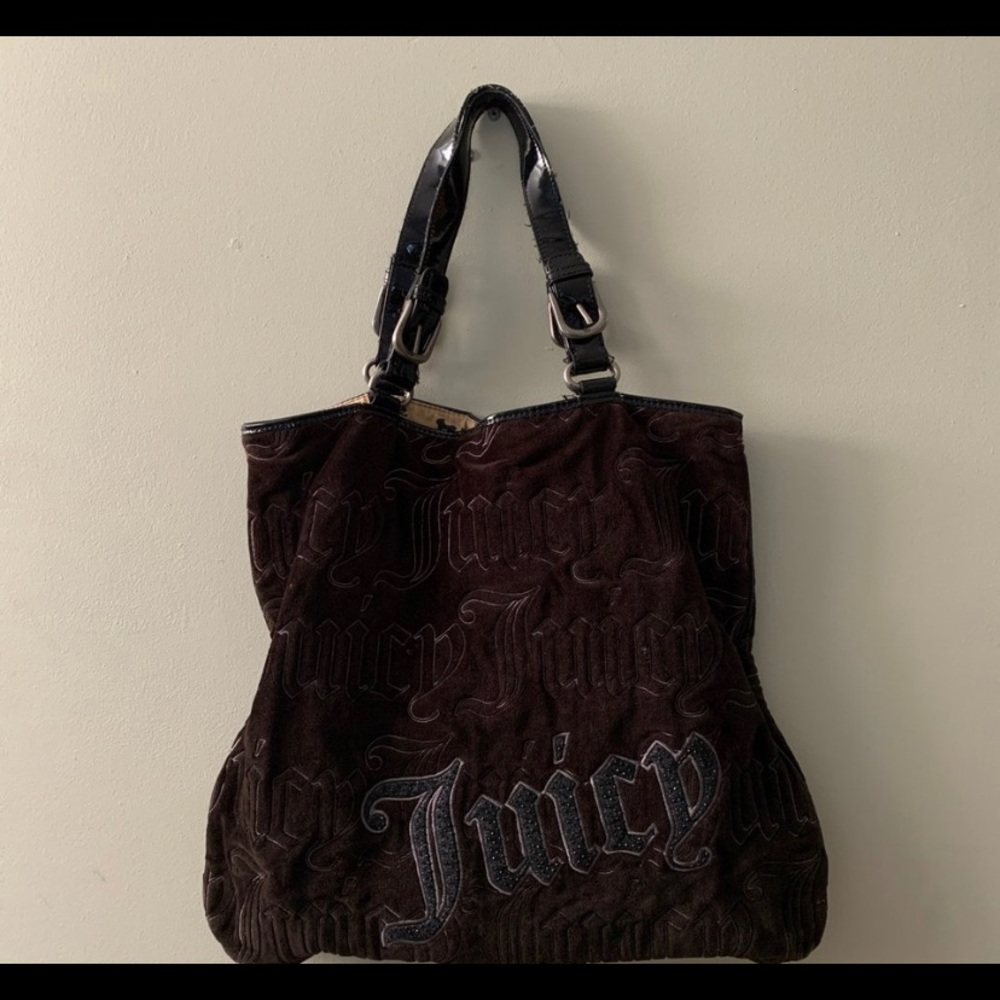 Y2K Black velvet Juicy couture tote bag
